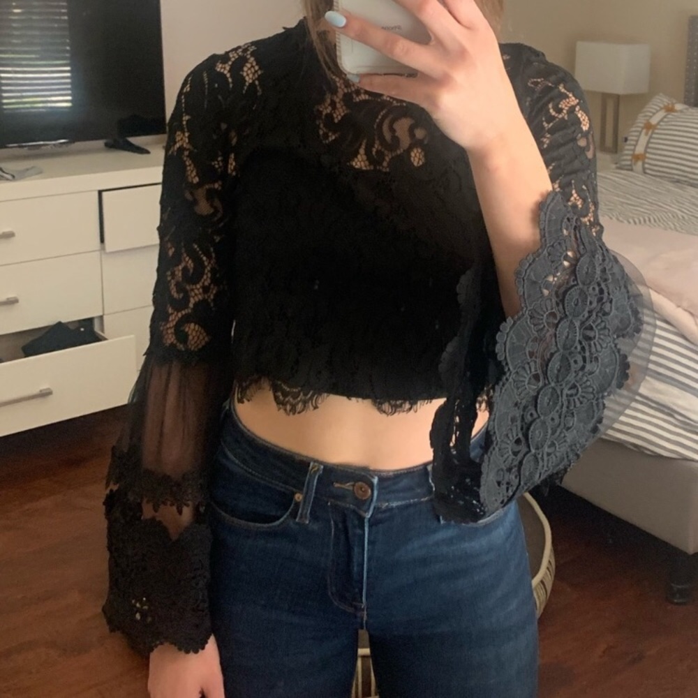 Black Lace Crop Top